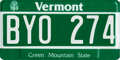 VT license plate BYO274