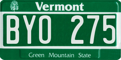 VT license plate BYO275