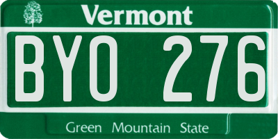 VT license plate BYO276