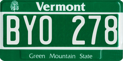 VT license plate BYO278