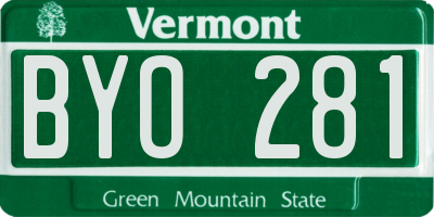 VT license plate BYO281