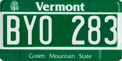VT license plate BYO283