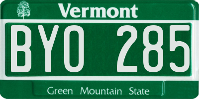 VT license plate BYO285