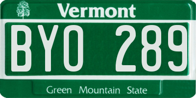 VT license plate BYO289