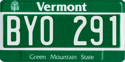 VT license plate BYO291