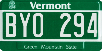 VT license plate BYO294