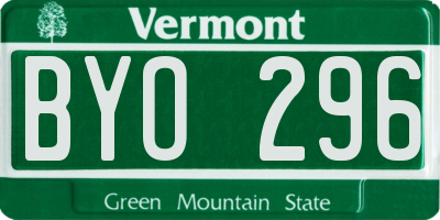 VT license plate BYO296