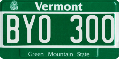 VT license plate BYO300
