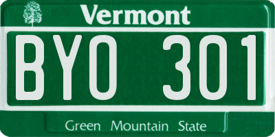 VT license plate BYO301