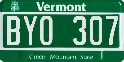 VT license plate BYO307