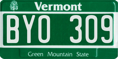 VT license plate BYO309