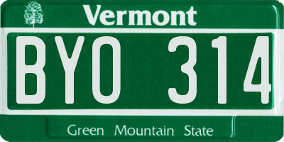 VT license plate BYO314