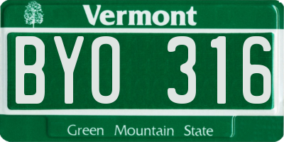 VT license plate BYO316