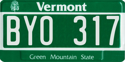 VT license plate BYO317
