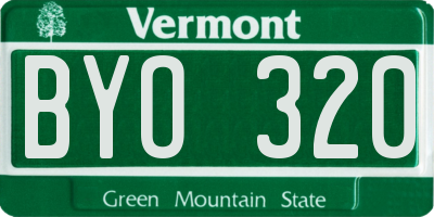 VT license plate BYO320