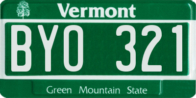 VT license plate BYO321