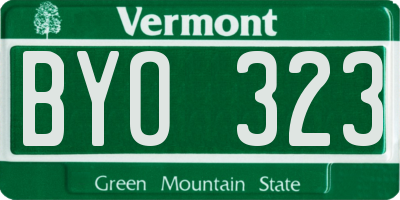 VT license plate BYO323