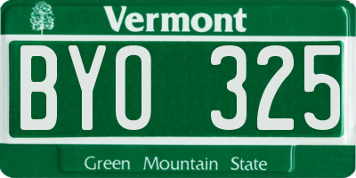 VT license plate BYO325