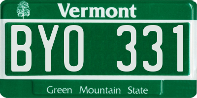 VT license plate BYO331