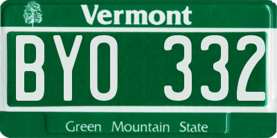 VT license plate BYO332