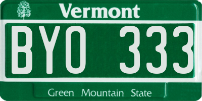 VT license plate BYO333