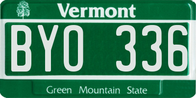 VT license plate BYO336