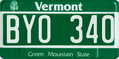 VT license plate BYO340