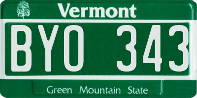 VT license plate BYO343