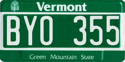 VT license plate BYO355
