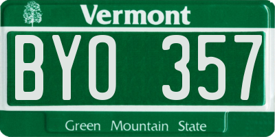 VT license plate BYO357
