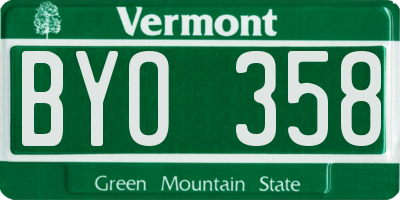 VT license plate BYO358