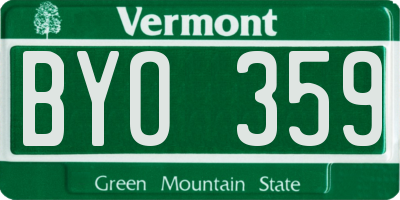 VT license plate BYO359