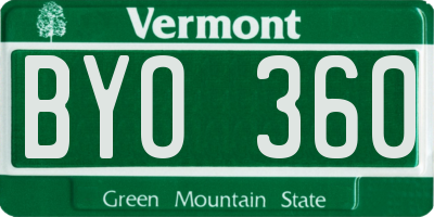 VT license plate BYO360
