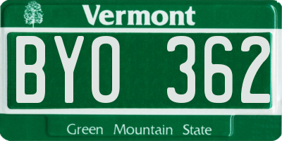 VT license plate BYO362