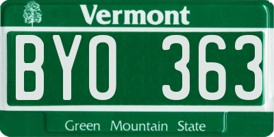 VT license plate BYO363