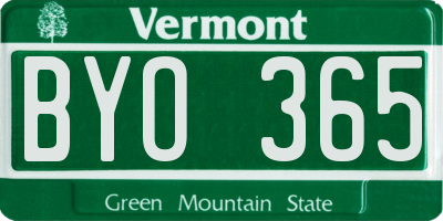 VT license plate BYO365