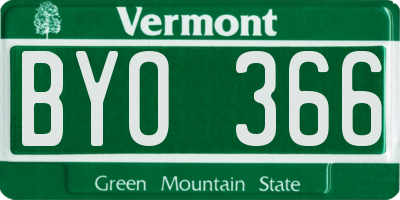 VT license plate BYO366