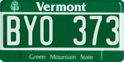 VT license plate BYO373