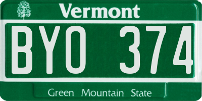 VT license plate BYO374