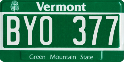 VT license plate BYO377