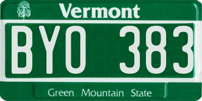 VT license plate BYO383