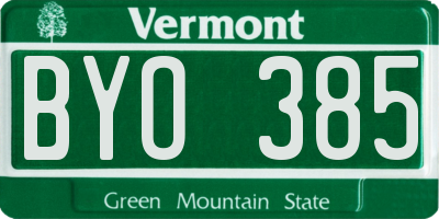 VT license plate BYO385