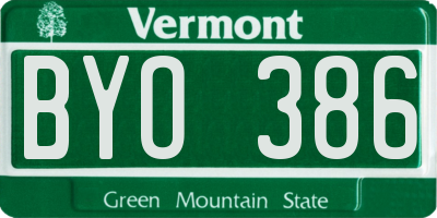 VT license plate BYO386