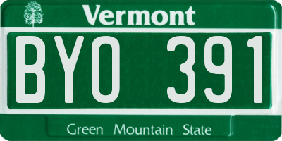VT license plate BYO391