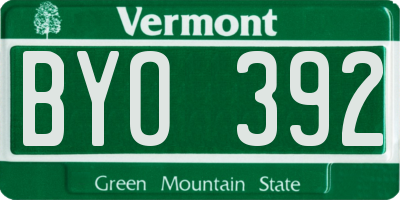 VT license plate BYO392
