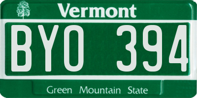VT license plate BYO394