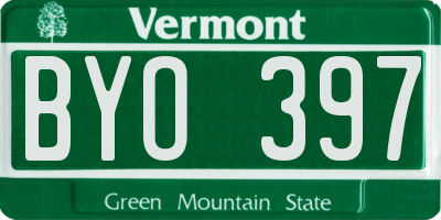 VT license plate BYO397