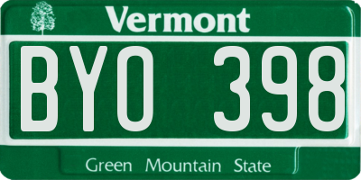 VT license plate BYO398