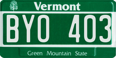 VT license plate BYO403