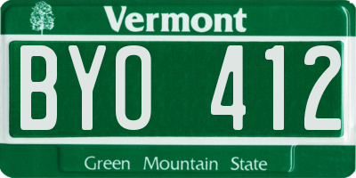 VT license plate BYO412